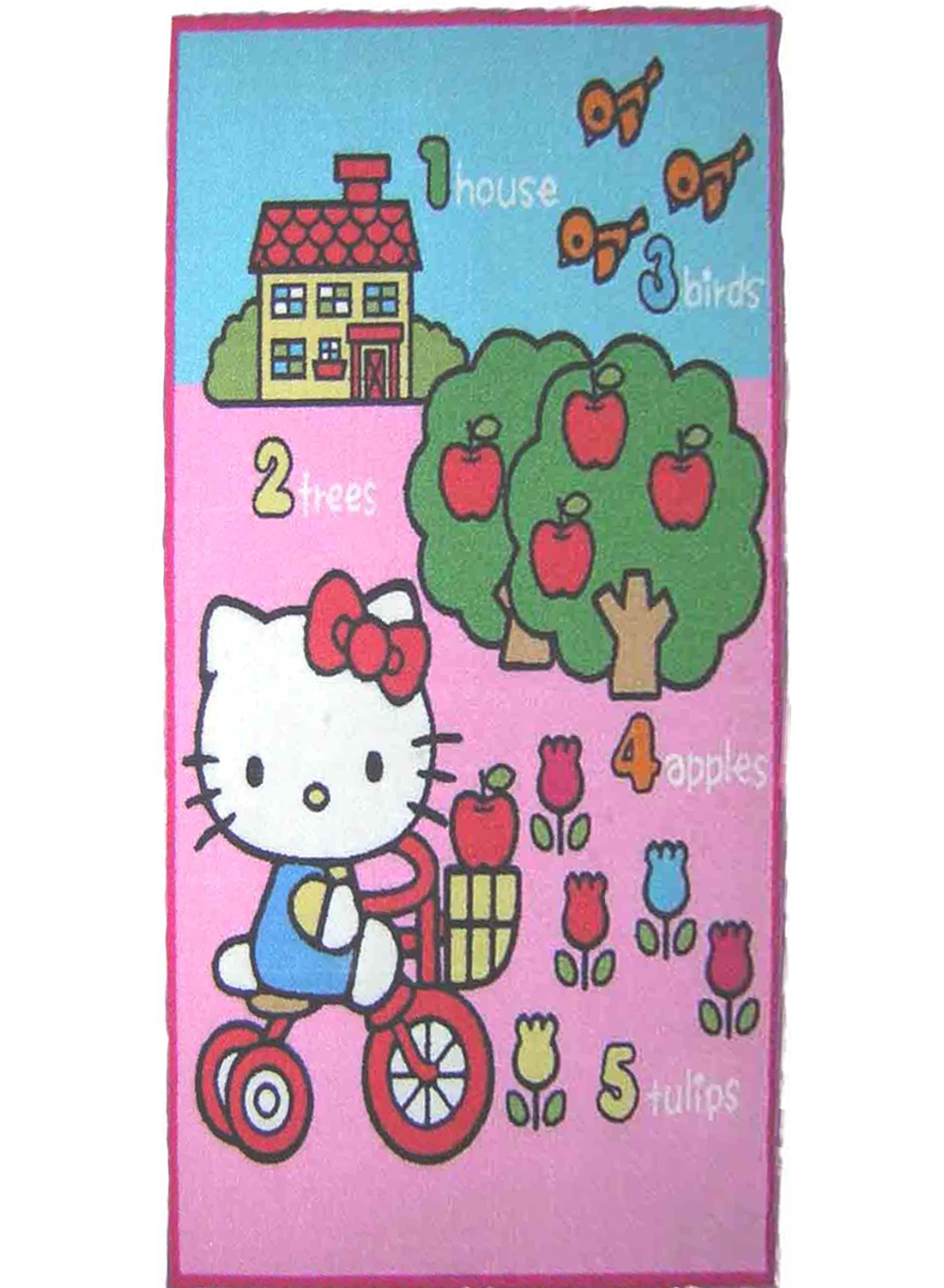 Tapis enfants KITTY 1 2 3 4 rose 80x120 Hello Kitty