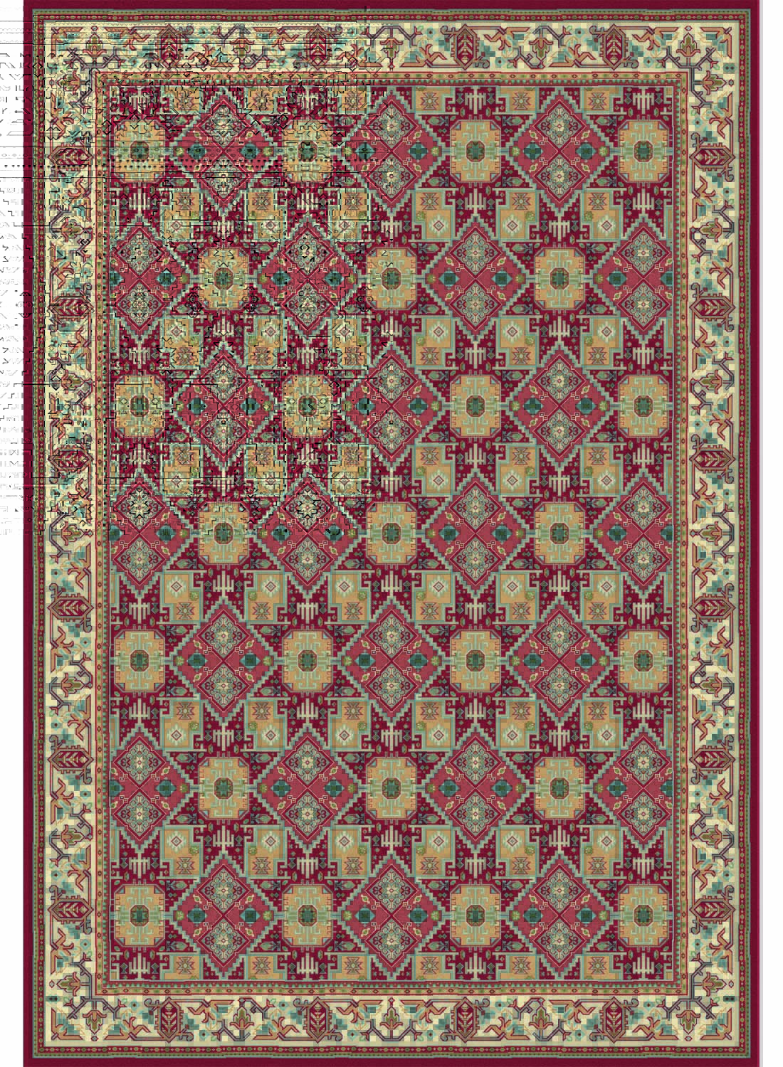 Tapis S KAZBAH 1 rouge 240x340 Unamourdetapis