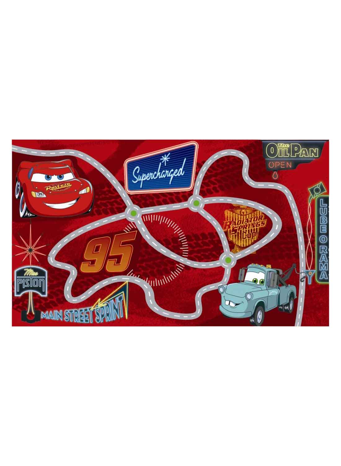 Tapis enfants CIRCUIT CARS rouge 100x170 Cars