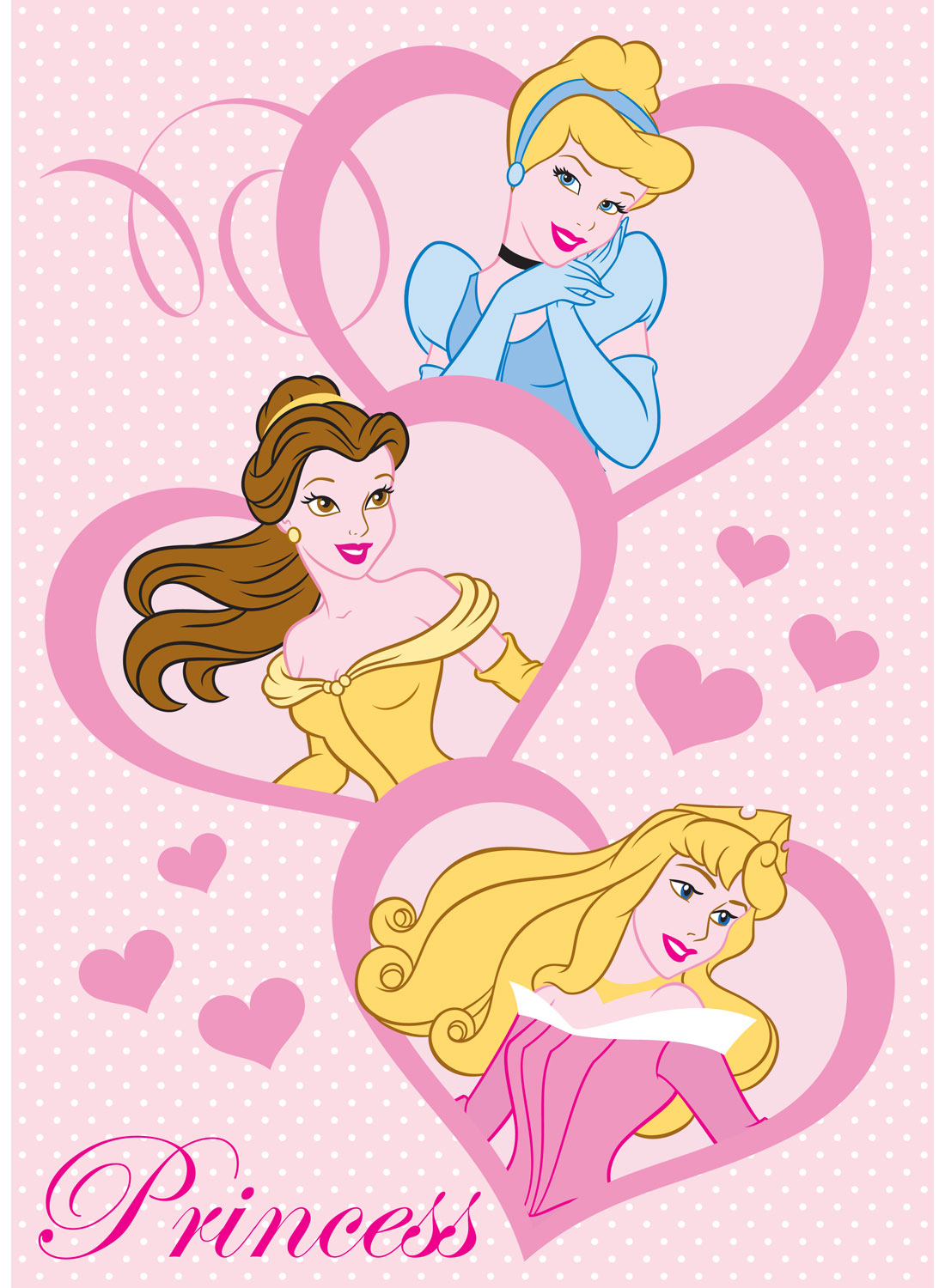 Tapis enfants PRINCESS HEARTS rose 95x133 Walt Disney