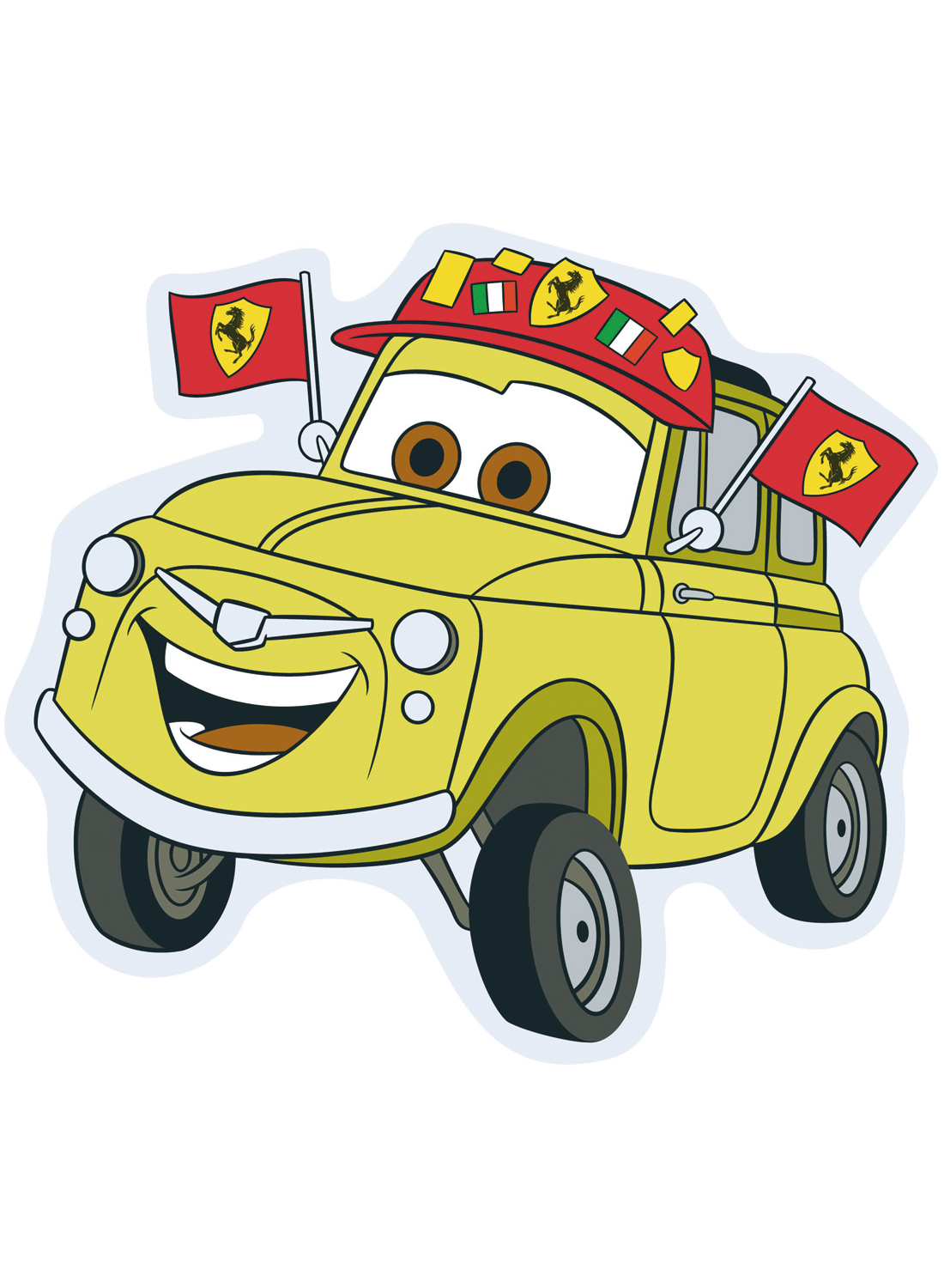 Tapis enfants SHAPED CARS LUIGI jaune 50x80 Cars