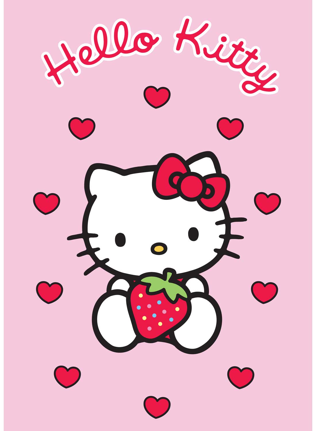 Tapis enfants HELLO KITTY FRAISE rose 95x133 Hello Kitty