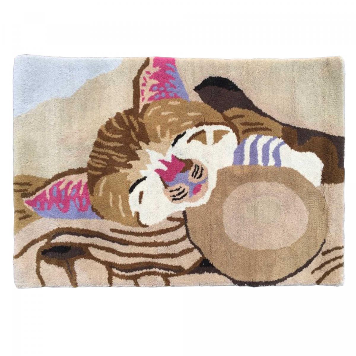 Tapis enfant fait main en laine motif animaux CHAT — vue 3