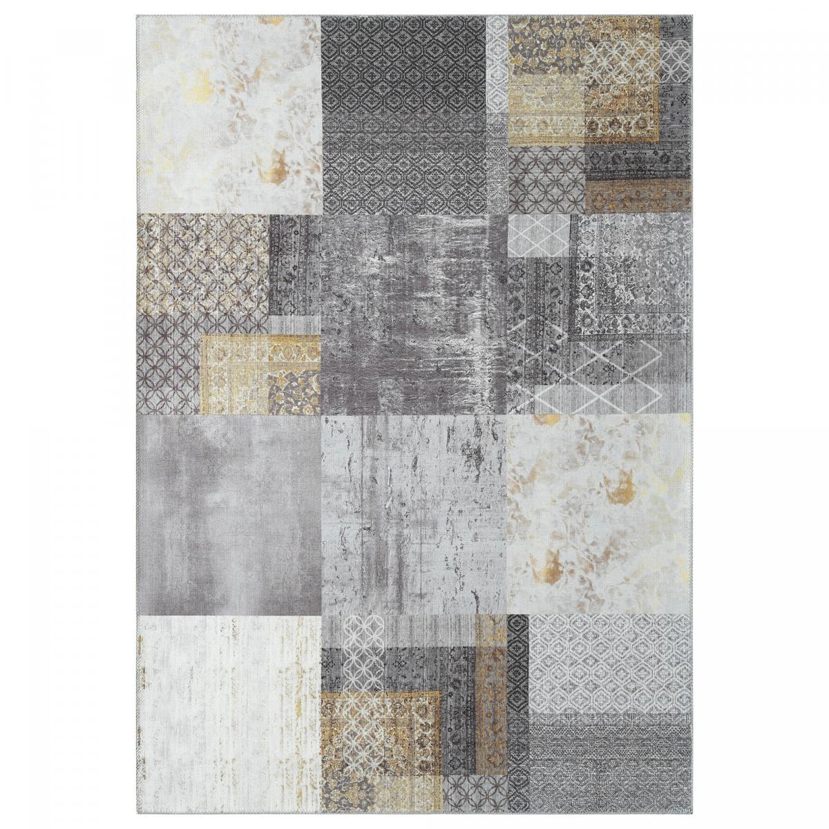 Tapis salon et chambre tissé en coton motif damier CARRAL — vue 3