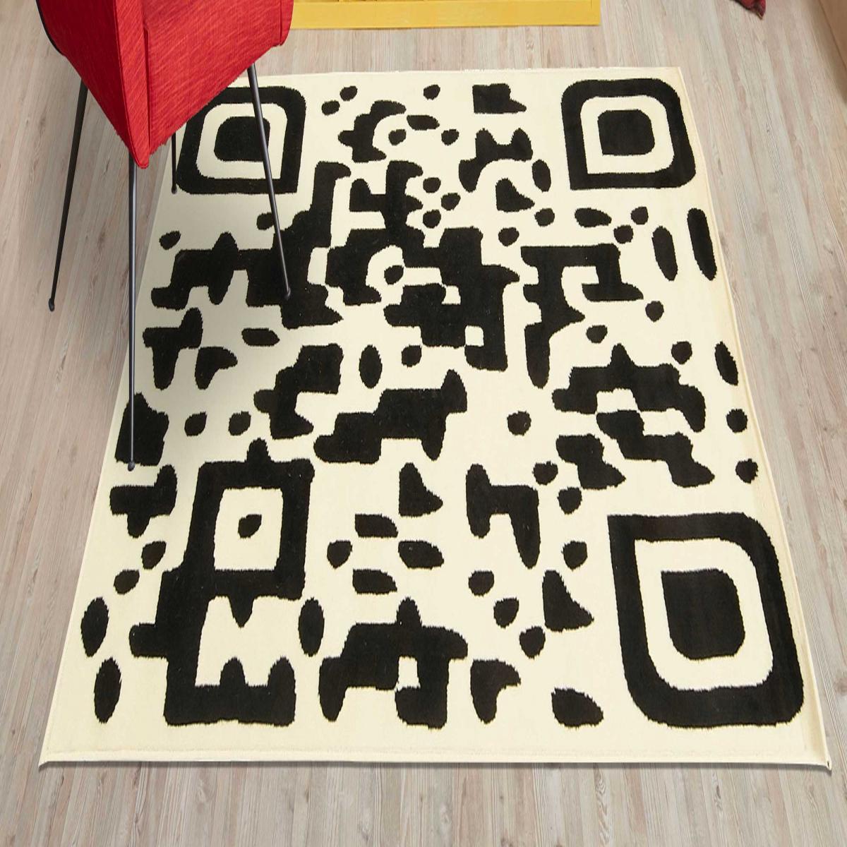 Tapis salon et chambre tissé motif géométrique LYN1 QR — vue 3
