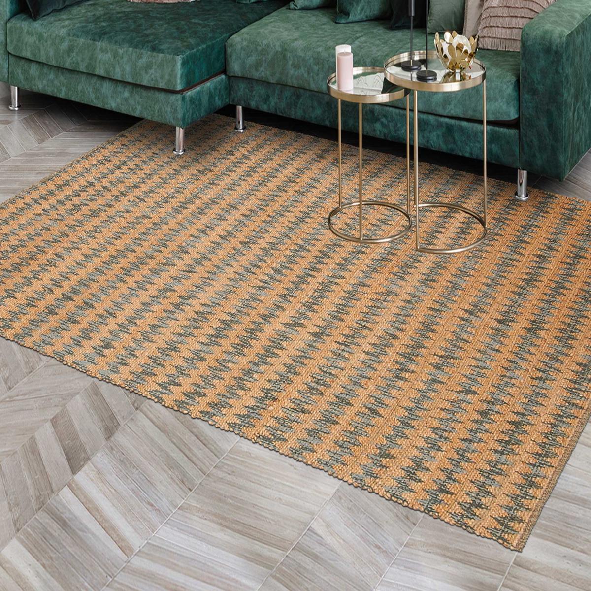 Tapis kilim fait main en chanvre motif géométrique — vue 3