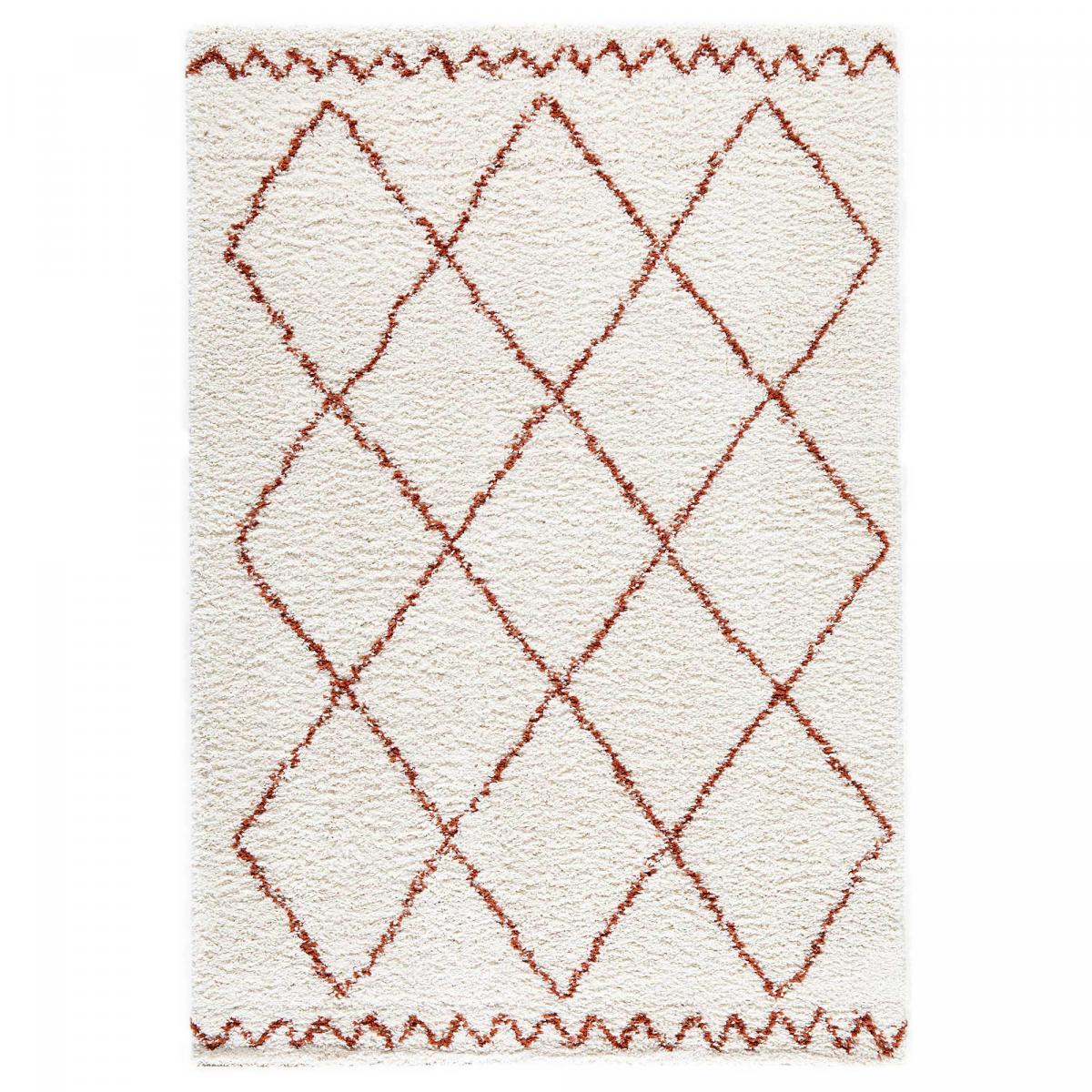 Tapis longs poils shaggy tissé motif berbère HINOU — vue 3