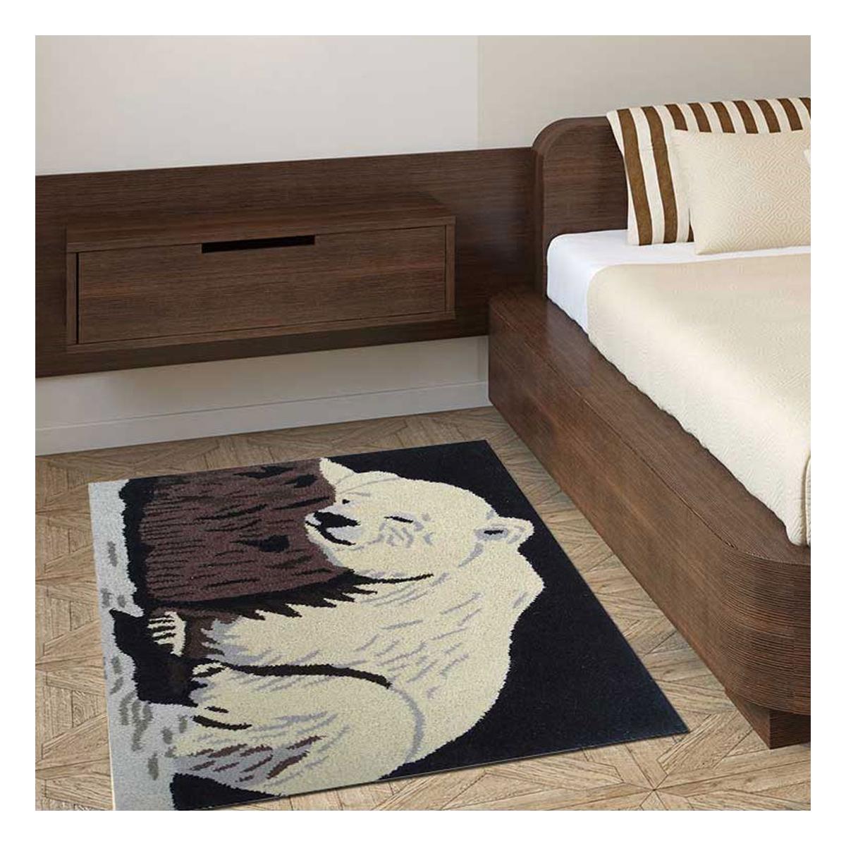 Tapis enfant fait main en laine OURS — vue 3