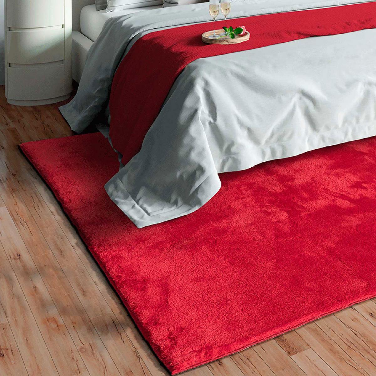 Tapis salon LYN10 LAVABLE, soft et soyeux, tapis uni à l'aspect Shaggy — vue 6