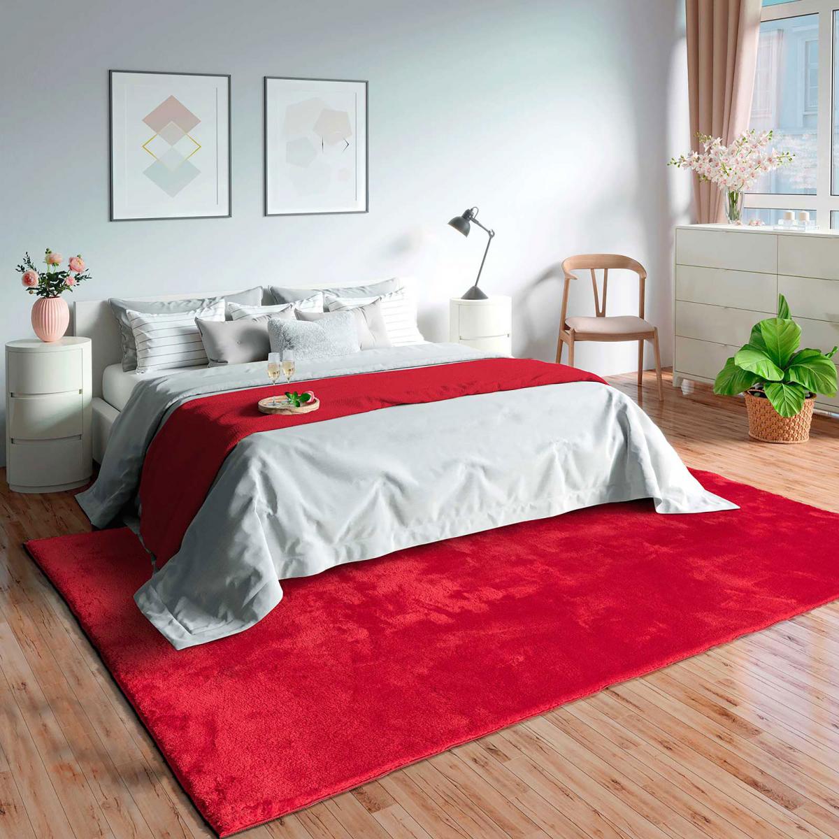Tapis salon LYN10 LAVABLE, soft et soyeux, tapis uni à l'aspect Shaggy — vue 4