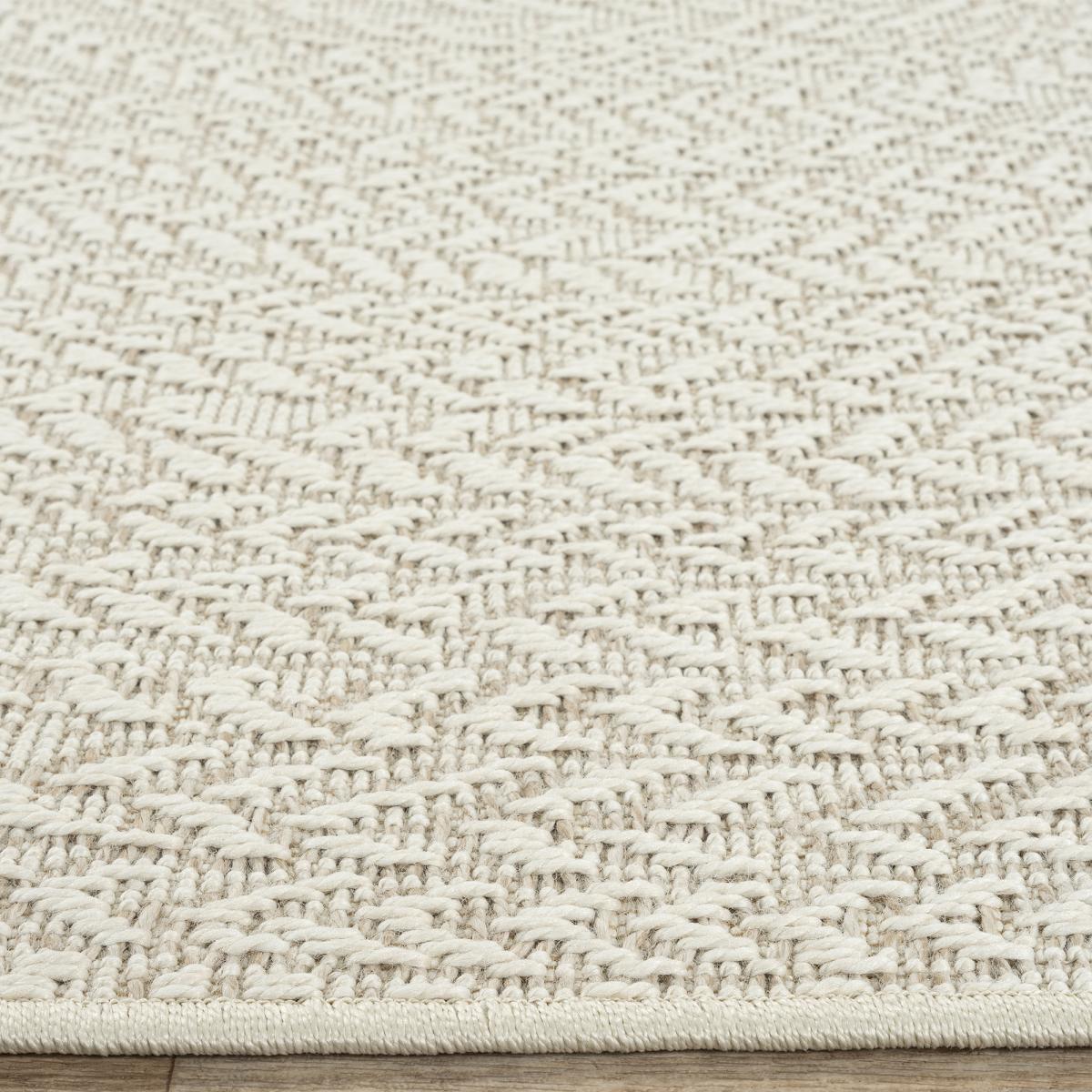 Tapis extérieur intérieur LYN13 REZY aspect jute motif rond ton sur ton — vue 6