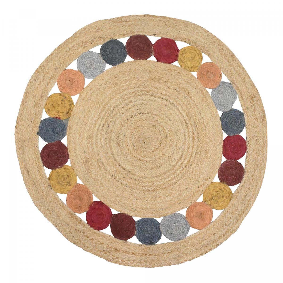 Tapis rond fait à la main en jute motif géométrique RONDA
