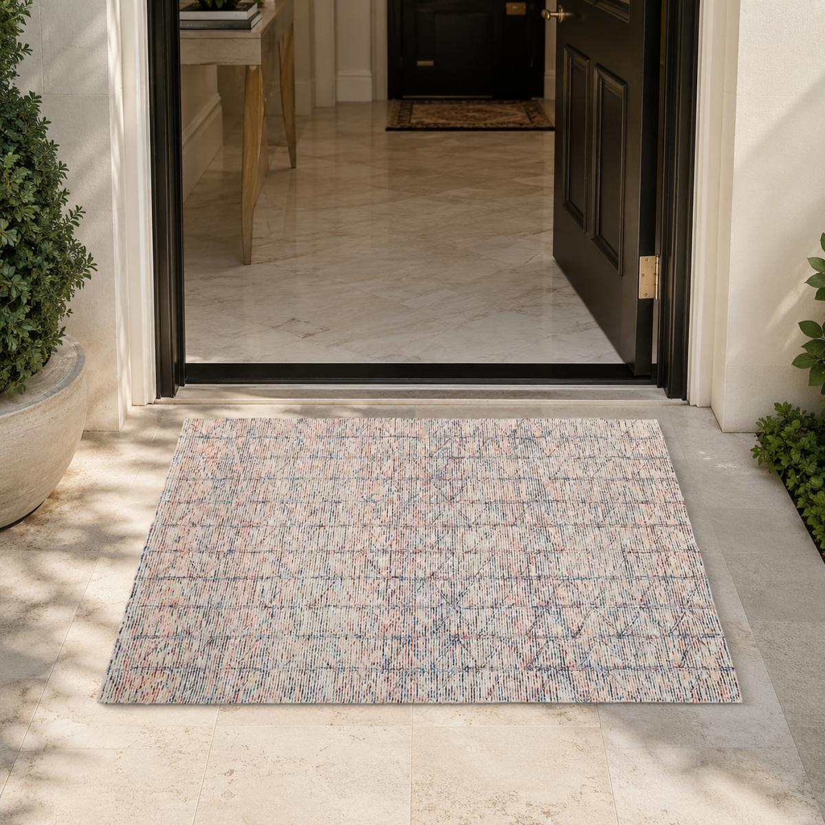 Tapis salon et chambre fait à la main en laine motif faux uni BERNES — vue 3