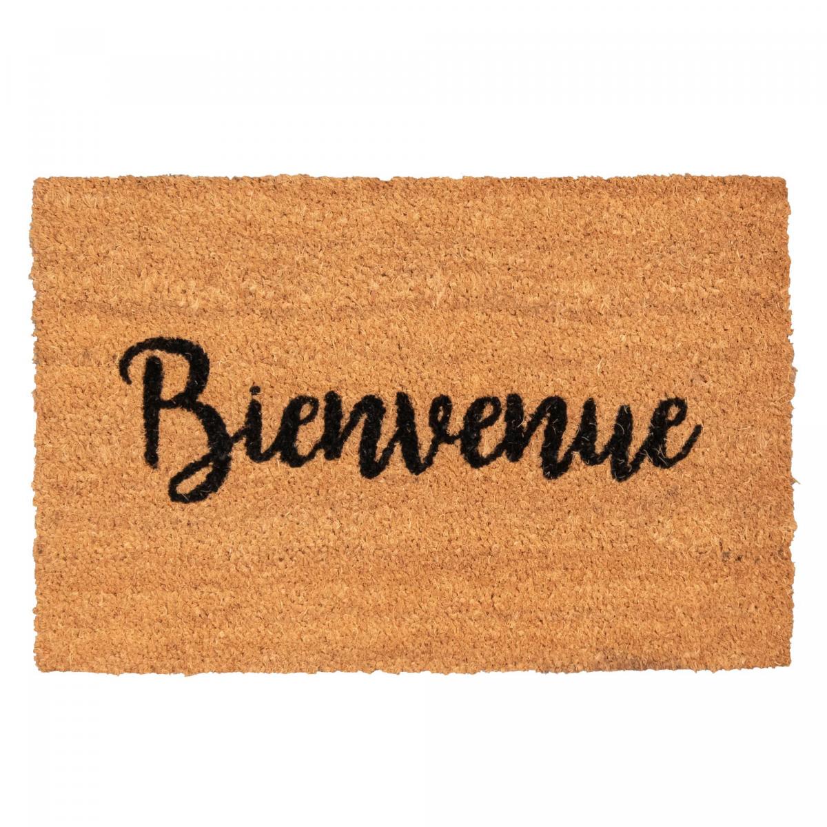 Paillasson motif texte en relief, naturel et robuste, BIENVENUE