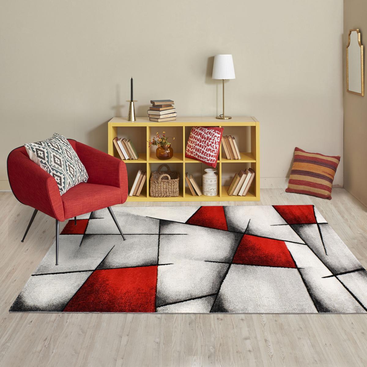 Tapis salon et chambre tissé motif géométrique PAR 3D — vue 3