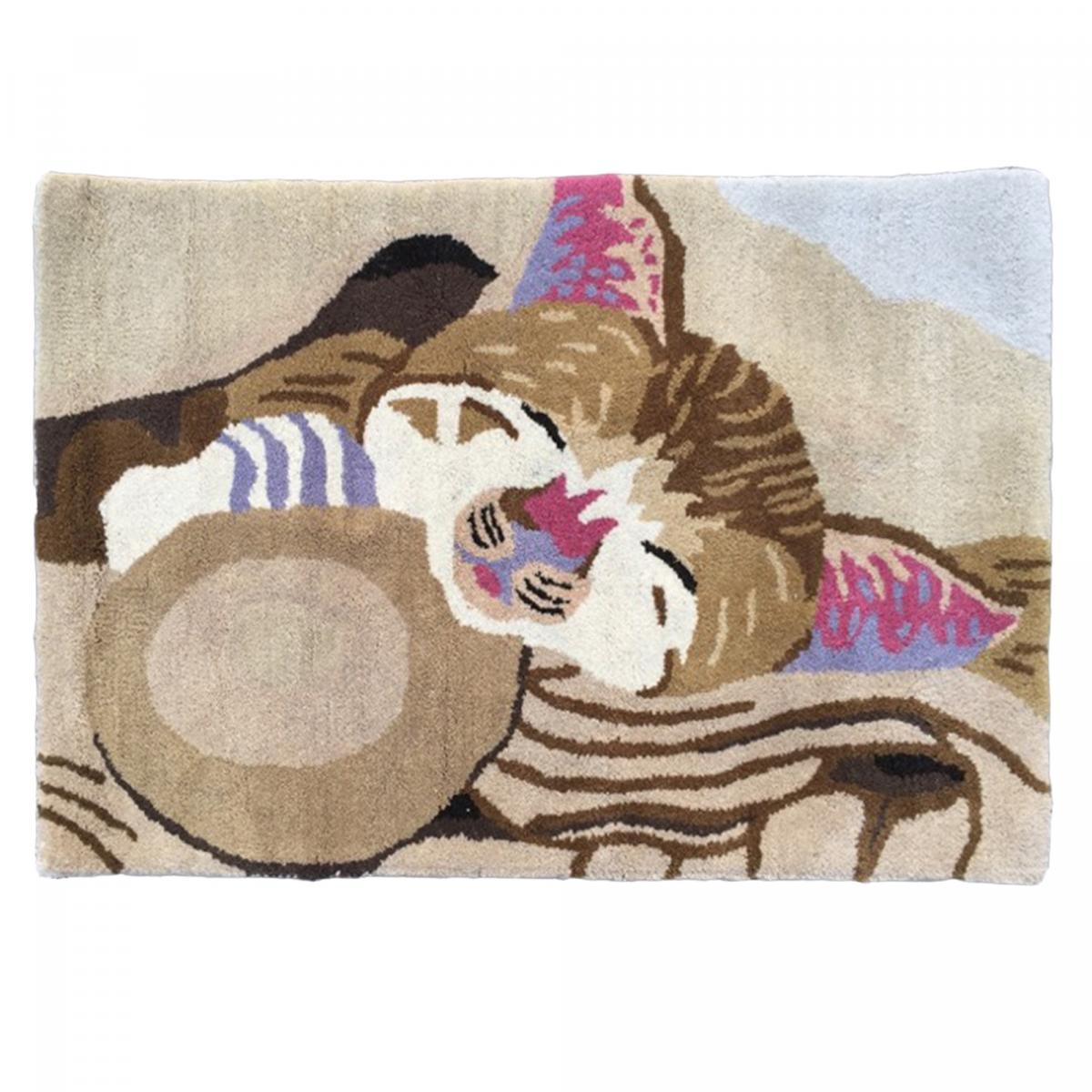 Tapis enfant fait main en laine motif animaux CHAT — vue 6