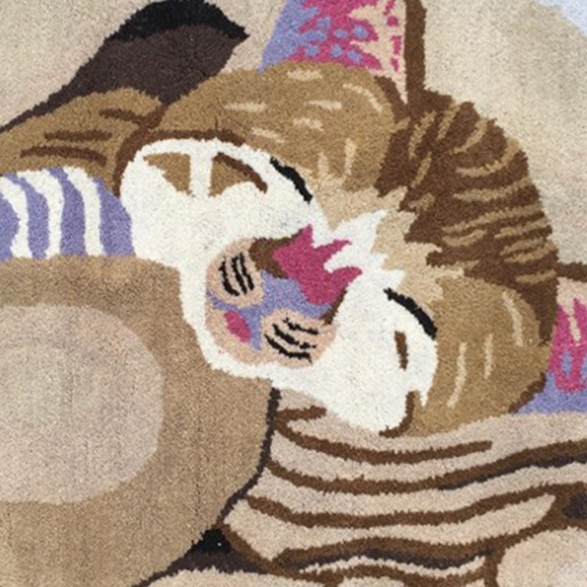 Tapis enfant fait main en laine motif animaux CHAT — vue 4