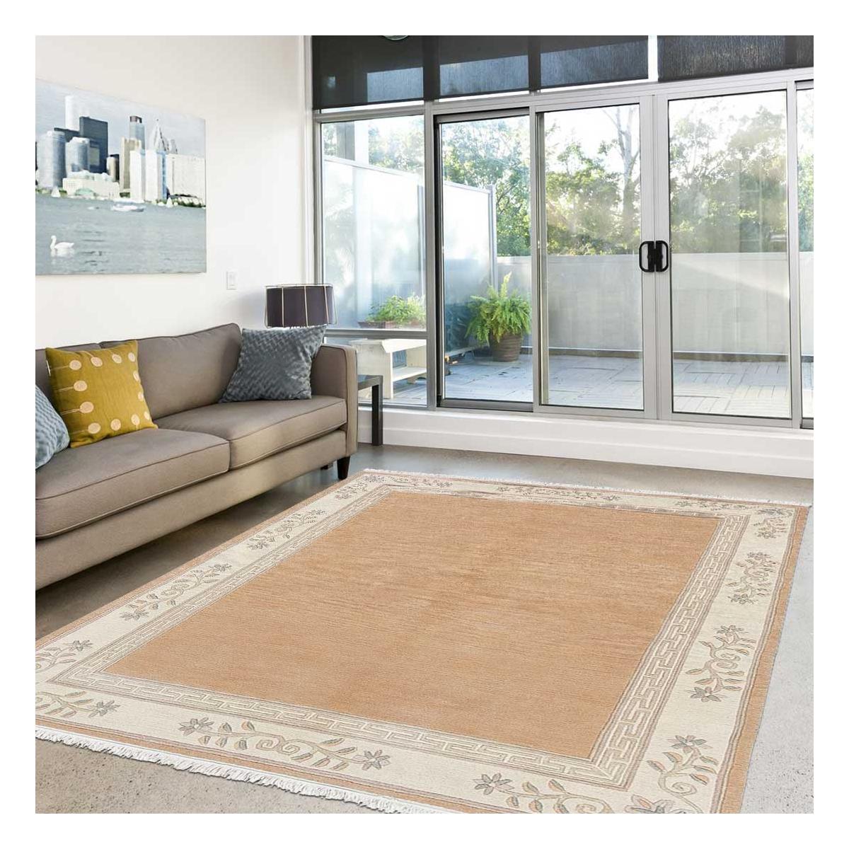 Tapis salon et chambre fait main en laine motif simple NAPISSA — vue 3