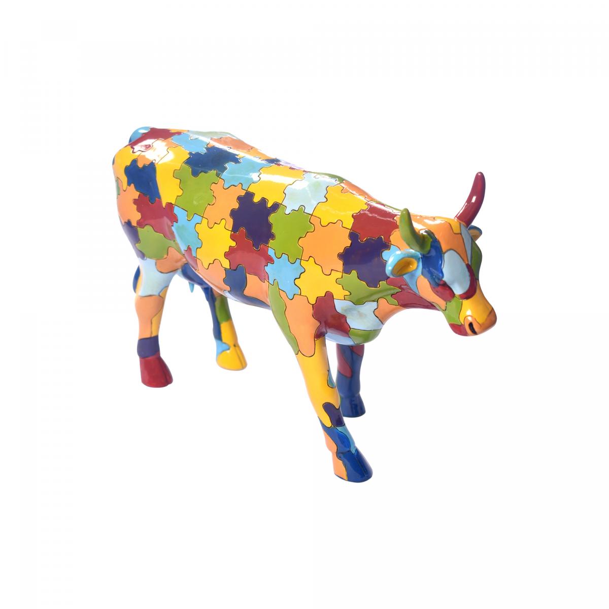Statue puzzle en ceramique multicolor