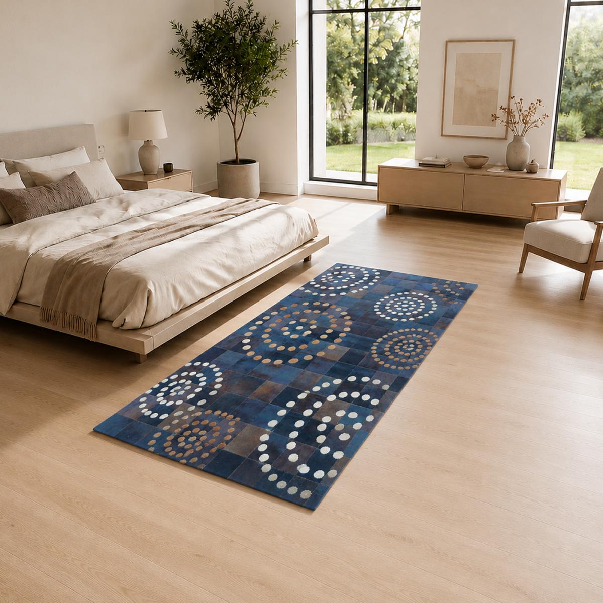 Tapis peau de vache CUIR 4, kilim fait main — vue 3