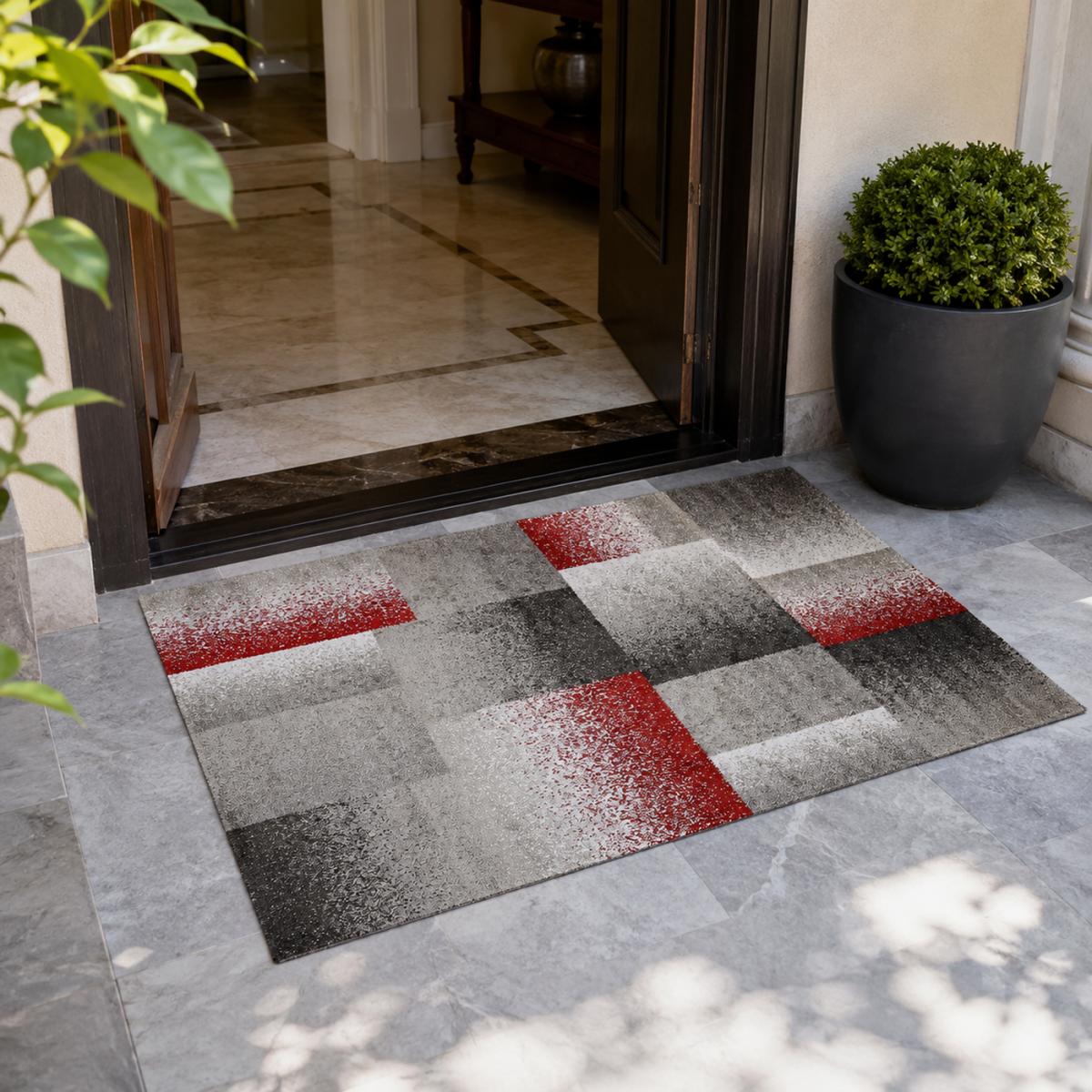 Tapis chambre tissé motif géométrique DERBY A — vue 3