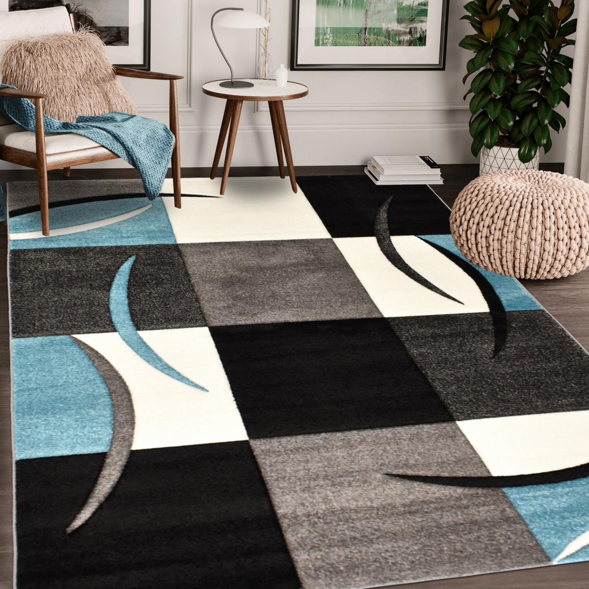 Tapis pour une chambre ou une entrée tissé motif géométrique VIRGULADA — vue 3
