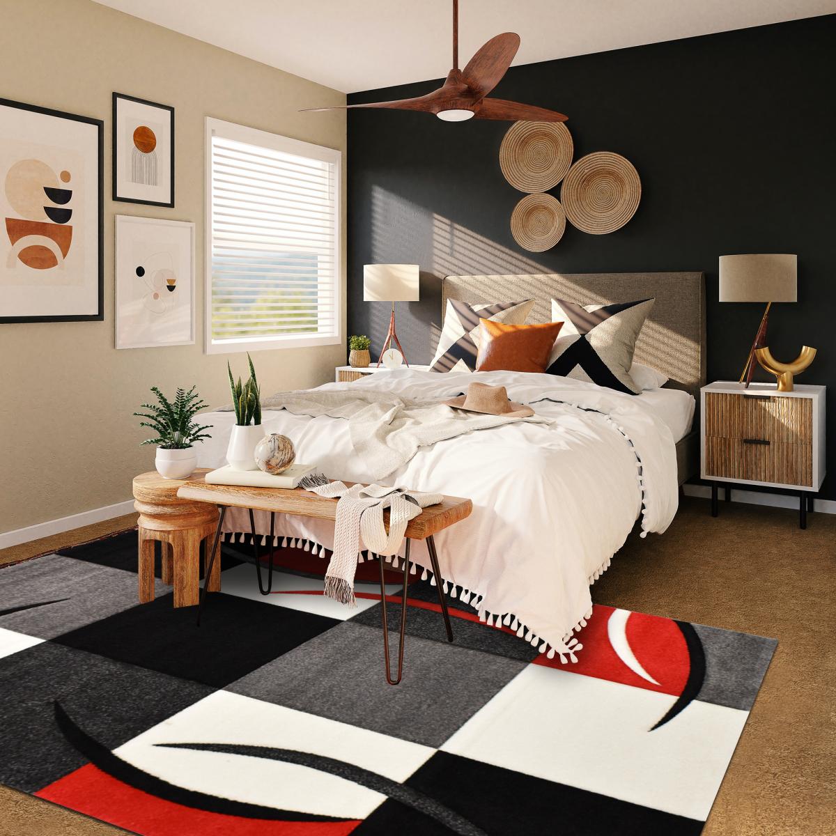 Tapis salon et chambre tissé motif géométrique DIAVIRGULE — vue 3