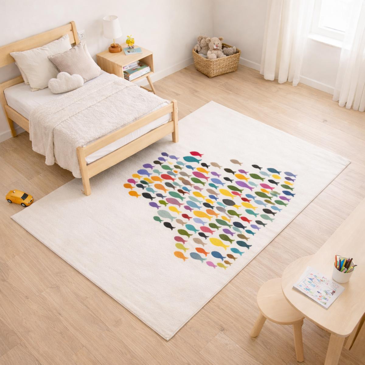 Tapis enfant tissé motif animaux FISHES — vue 3