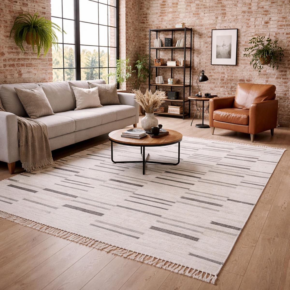 Tapis kilim FOPTAN, fait à la main en laine motif géométrique — vue 3