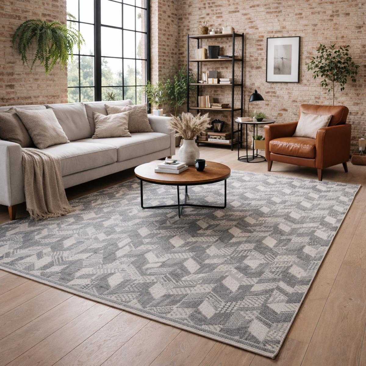 Tapis kilim fait à la main en coton motif géométrique — vue 3