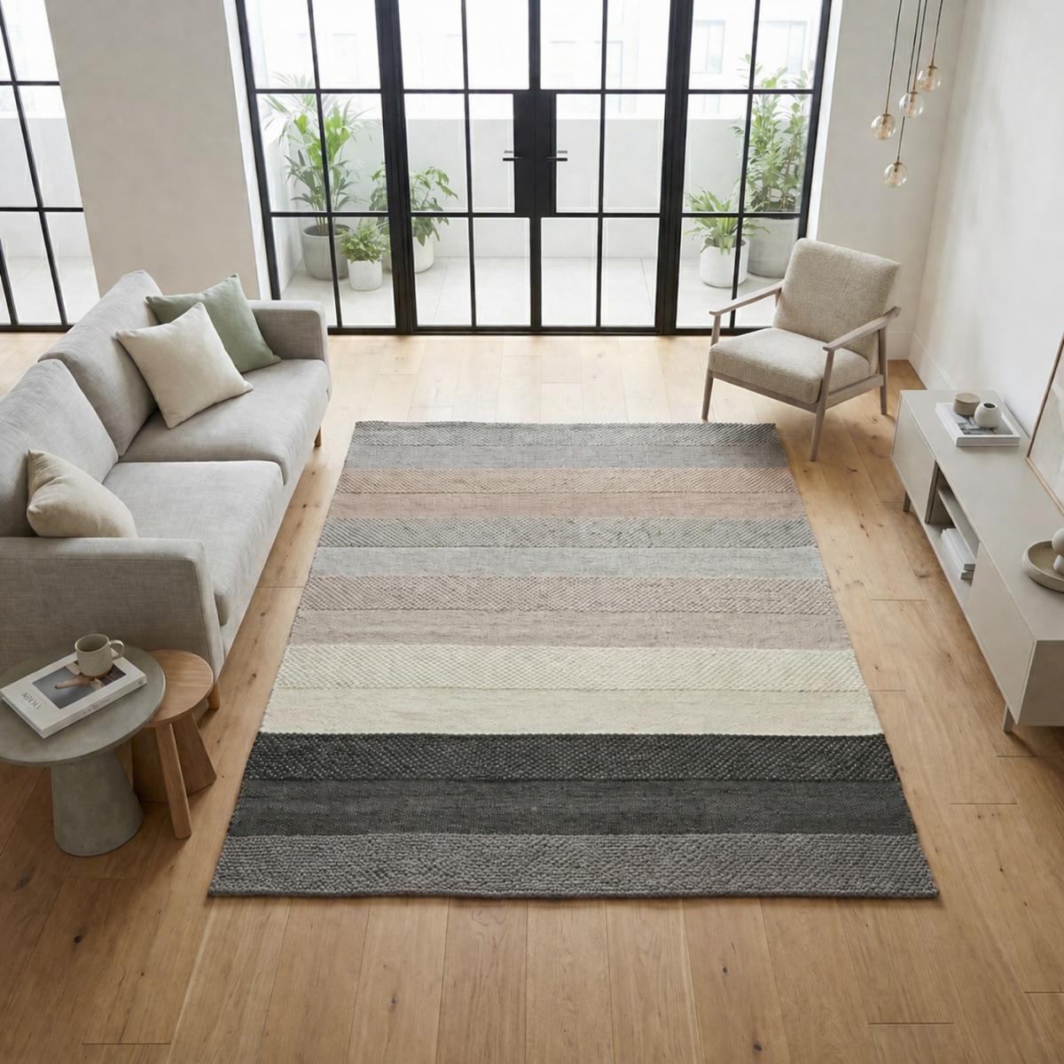 Tapis kilim GRATA, fait à la main en laine motif géométrique — vue 3