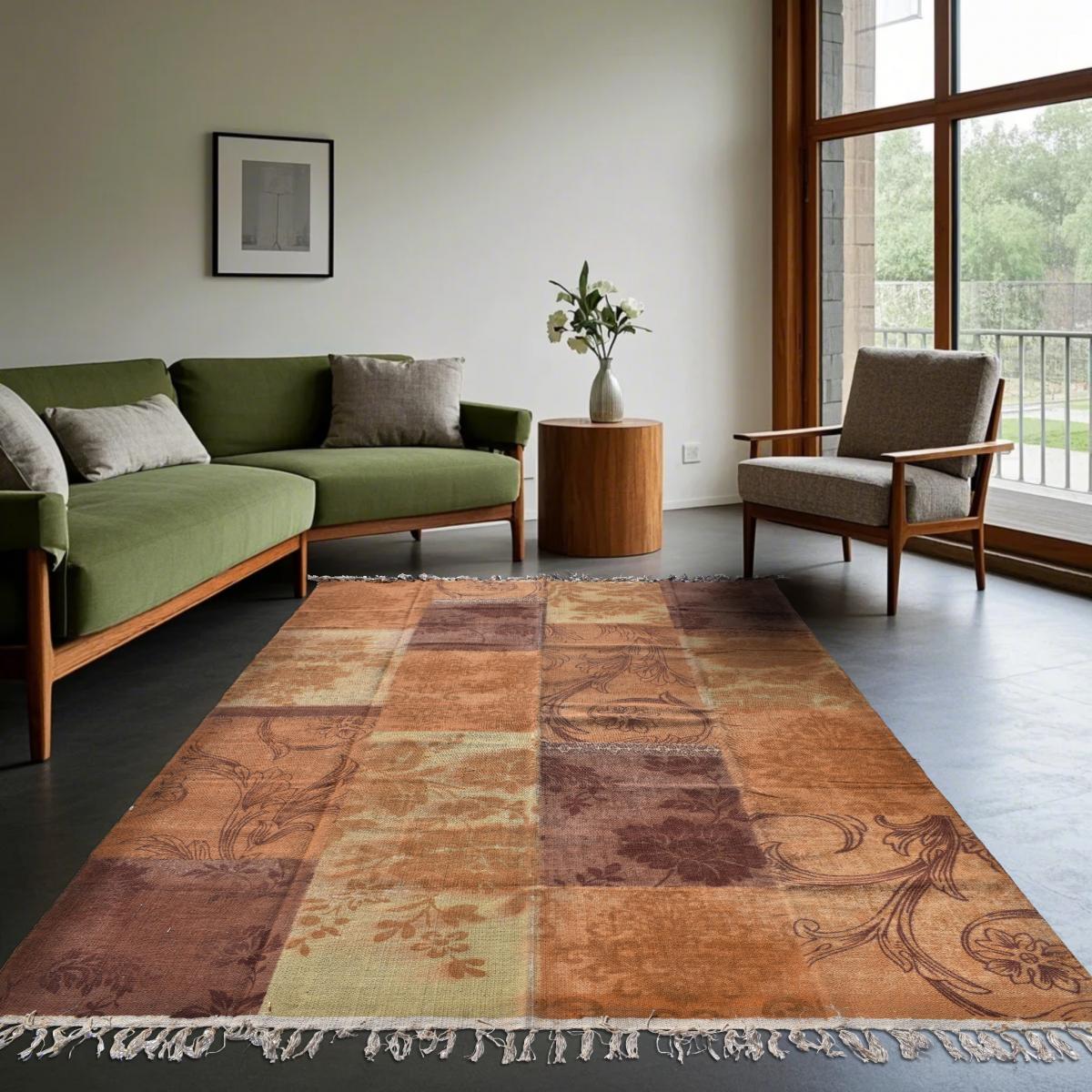 Tapis kilim fait main en coton motif ethnique — vue 3