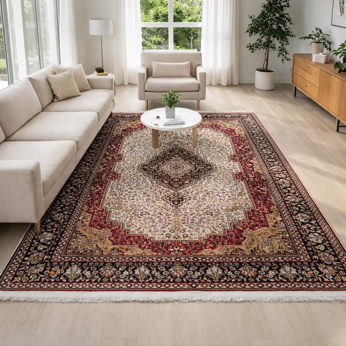 Authentique tapis d'Orient fait main en rayonne JAIPOUR 4 — vue 3