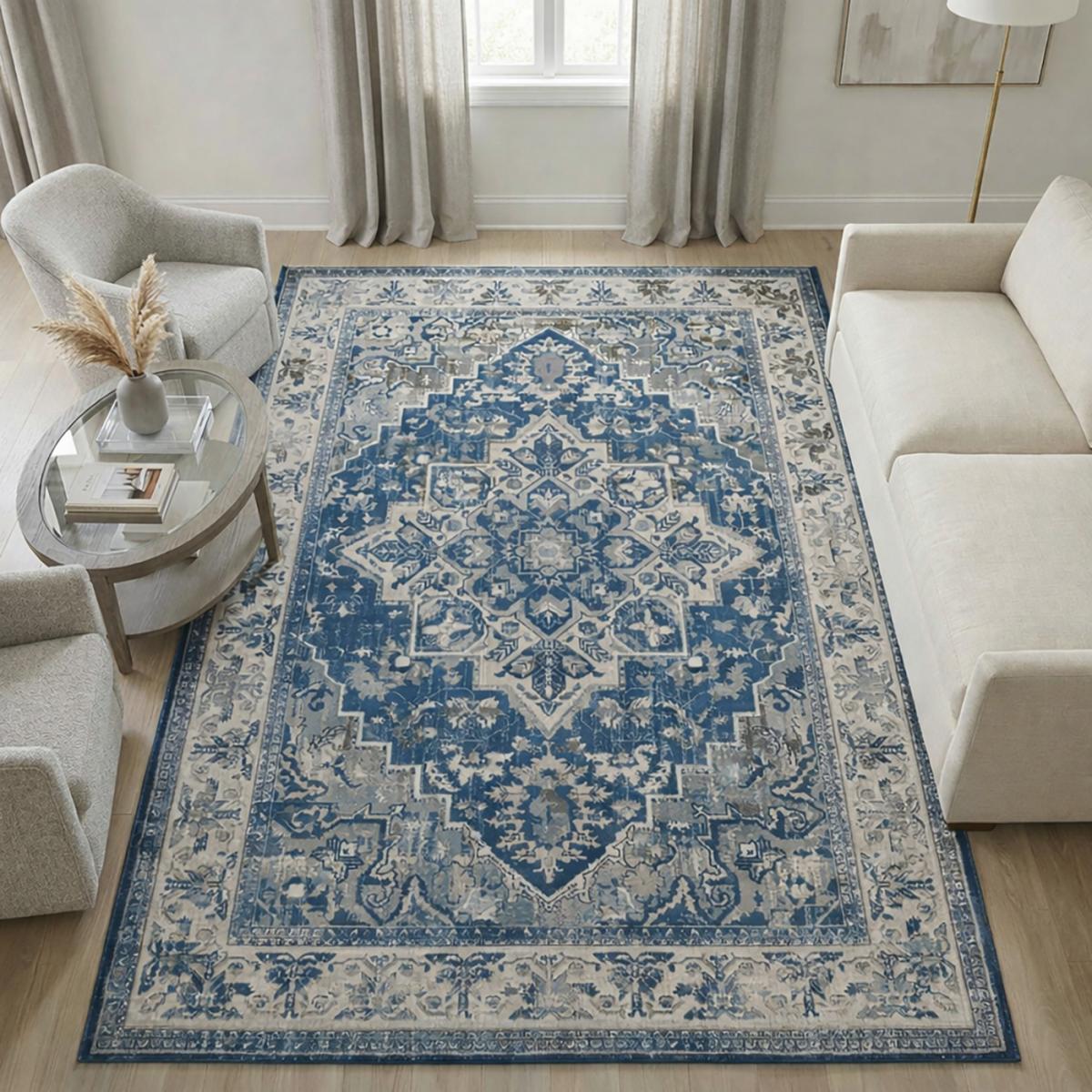 Tapis d'orient, motif oriental, JEHANNE, anti perte de fibre — vue 3