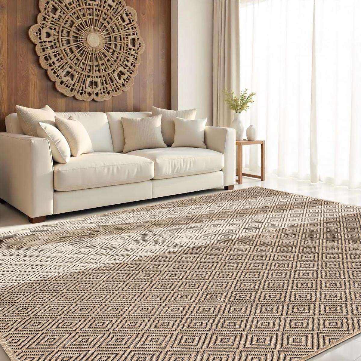 Tapis extérieur intérieur LYN13 REZY 3 aspect jute ton sur ton — vue 3