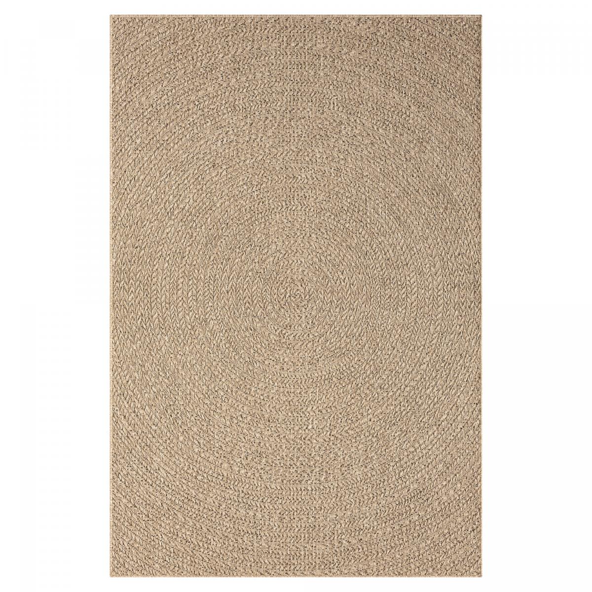 Tapis extérieur intérieur LYN13 REZY aspect jute motif rond ton sur ton