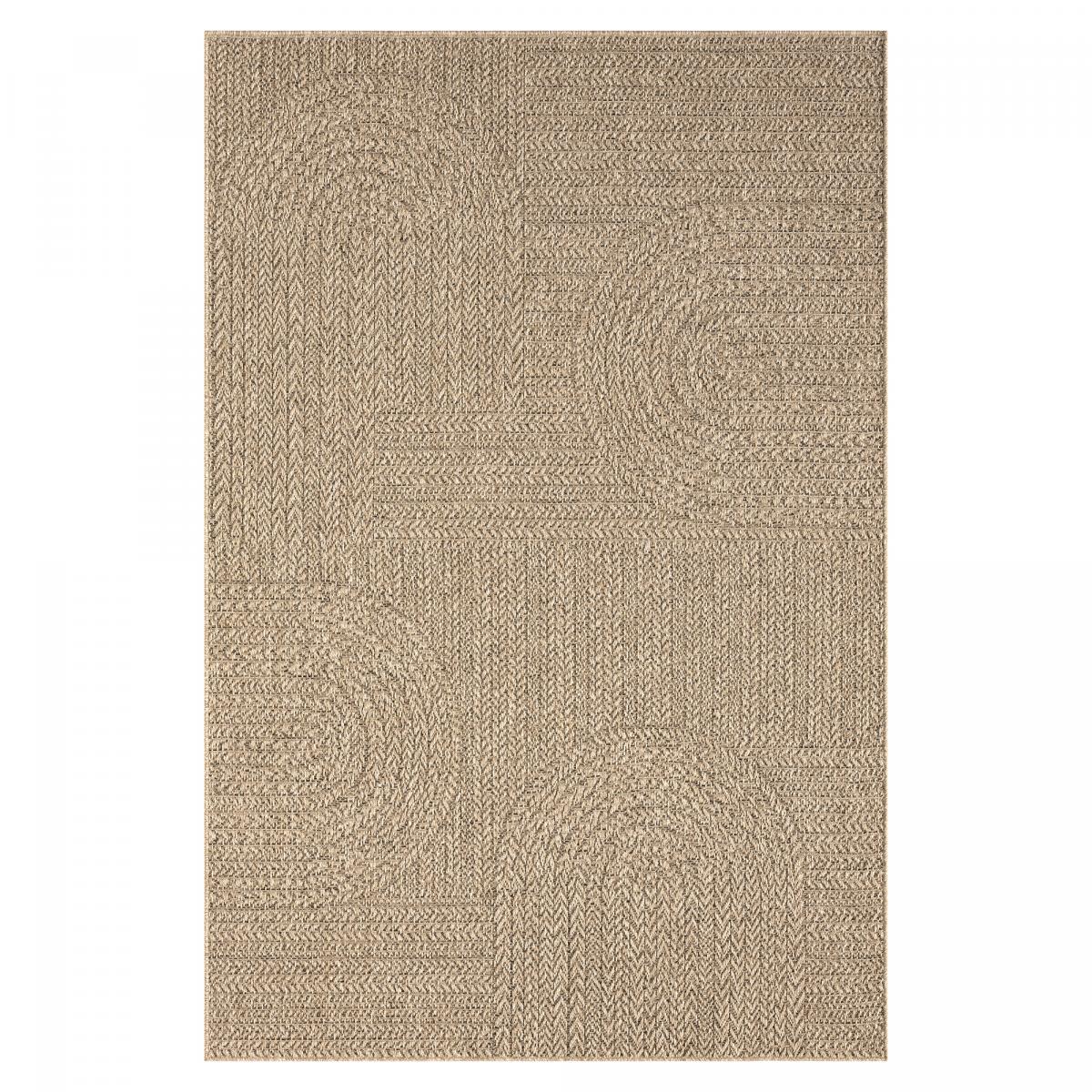 Tapis extérieur intérieur LYN13 REZA aspect jute motif arc-en-ciel ton sur ton