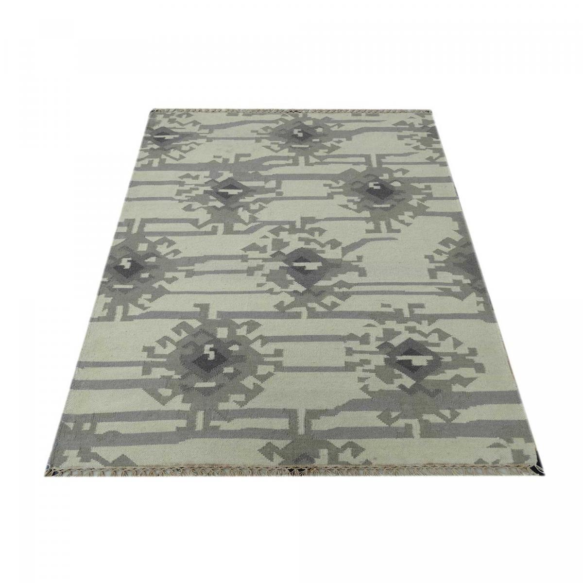 Tapis kilim fait main en laine motif abstrait KMESAR — vue 6
