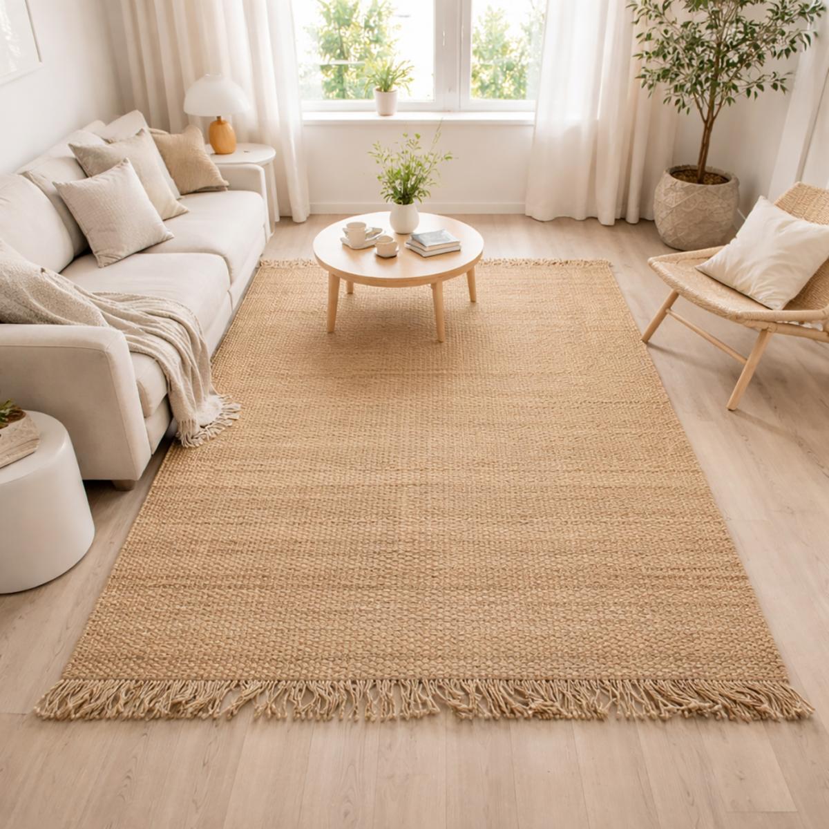 Tapis jute fait main motif uni KIRLOUNE — vue 3
