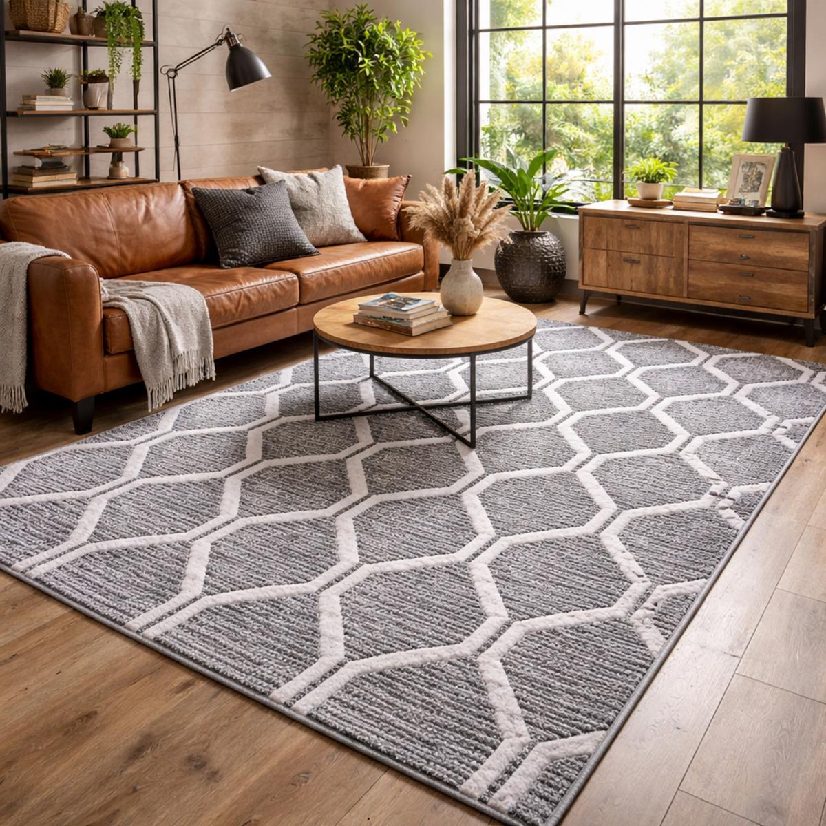 Tapis longs poils shaggy tissé motif scandinave LALALO — vue 3