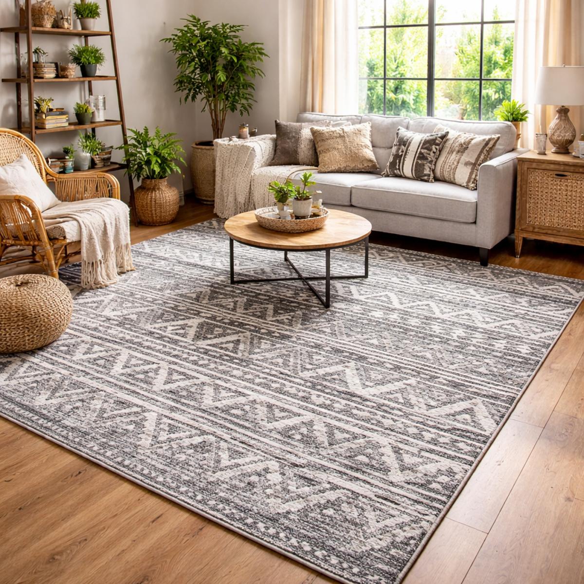 Tapis longs poils shaggy tissé motif berbère LANDA — vue 3