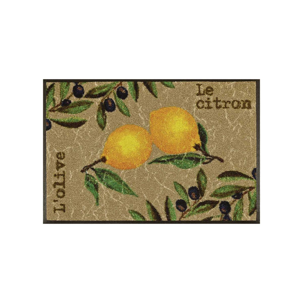 Paillasson tissé motif floral LE CITRON