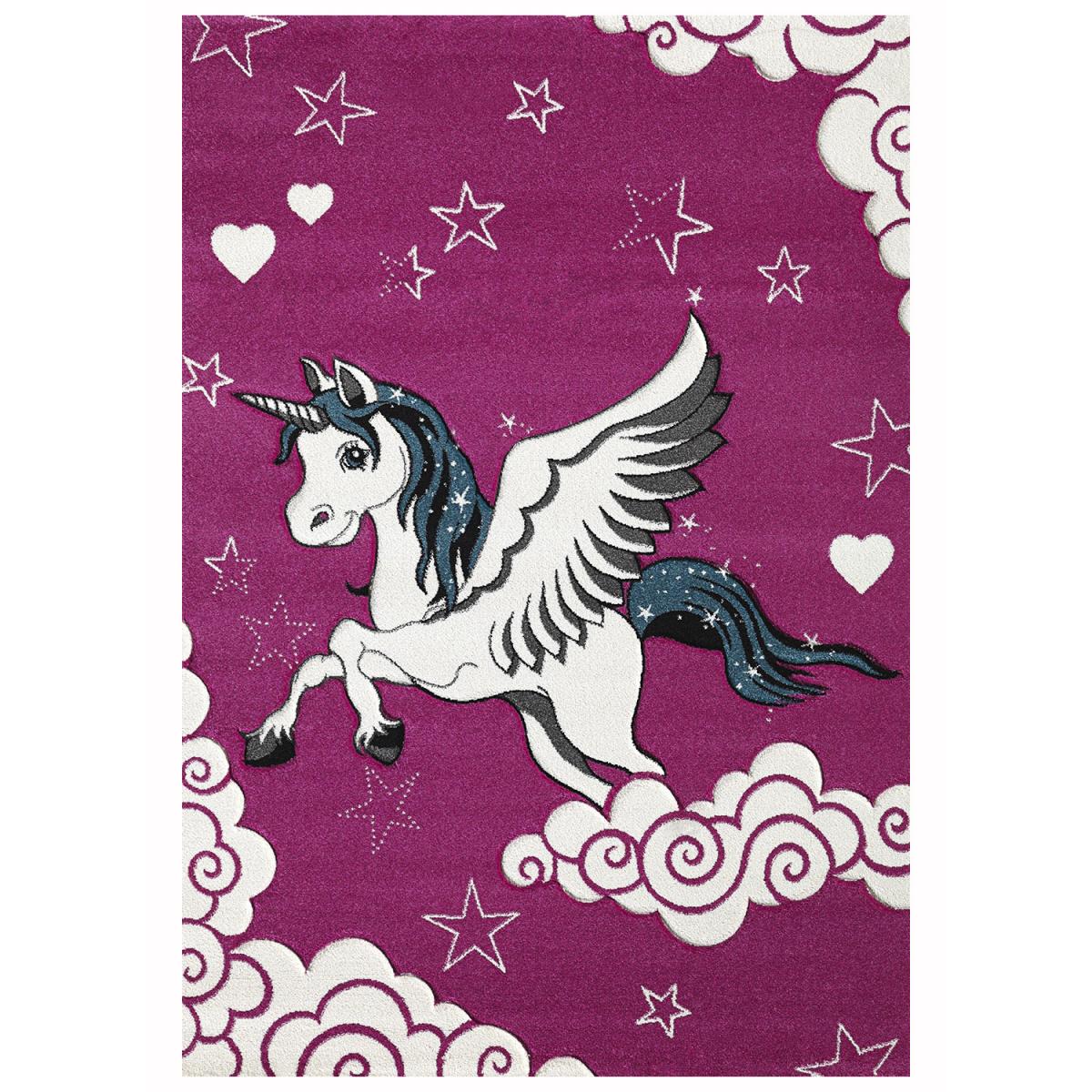 Tapis salon et chambre tissé motif enfant LICORNE