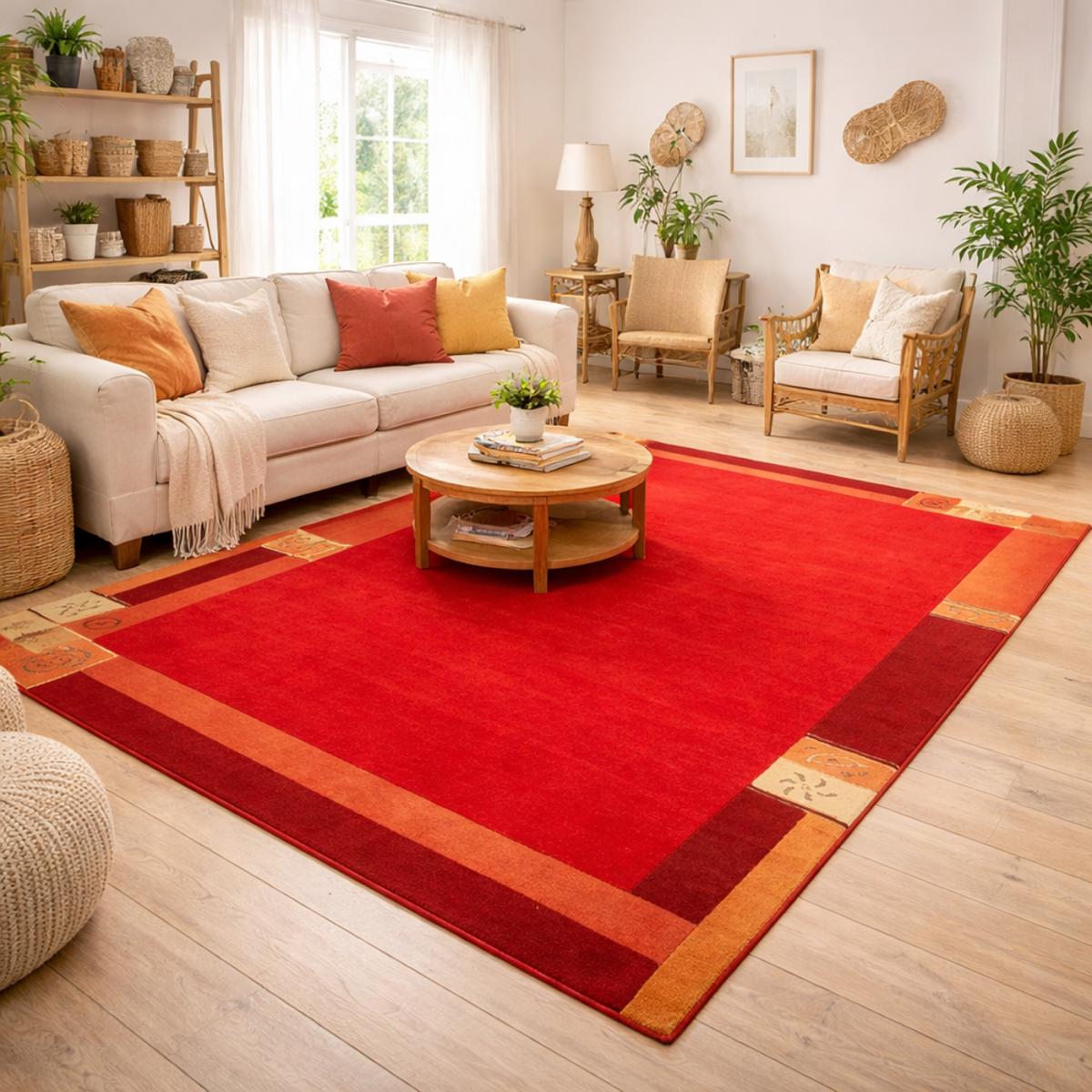 Tapis salon et chambre fait main en laine motif simple LIMANA — vue 3