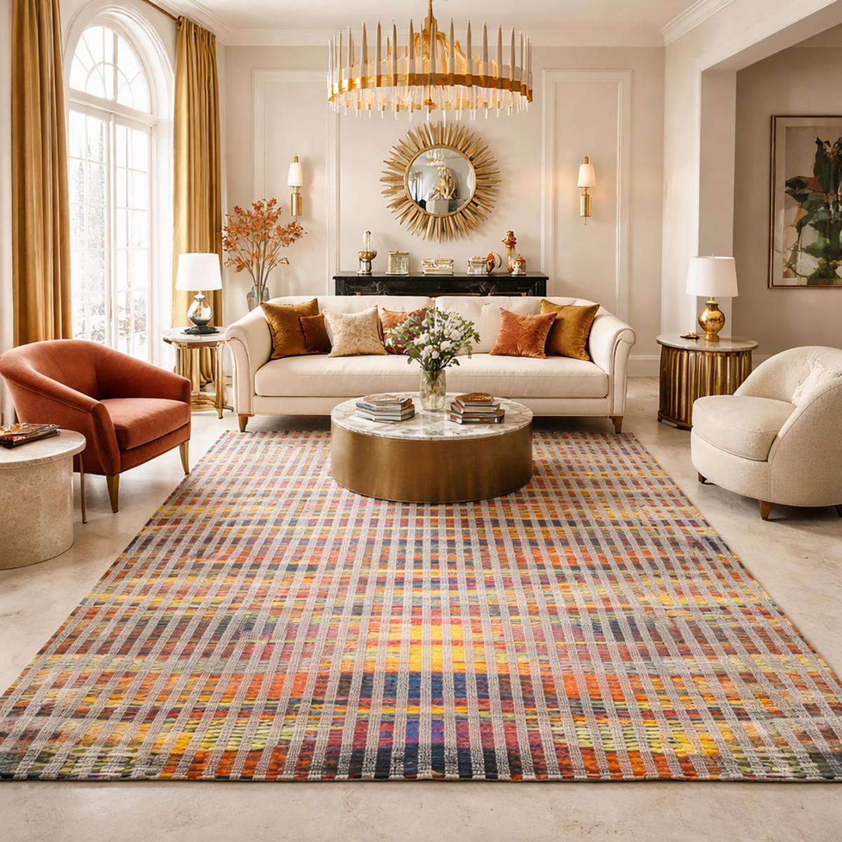 Tapis kilim LINIR, fait à la main en laine motif géométrique — vue 3