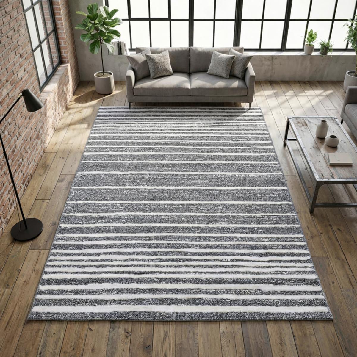 Tapis longs poils shaggy tissé motif géométrique LOLABE — vue 3