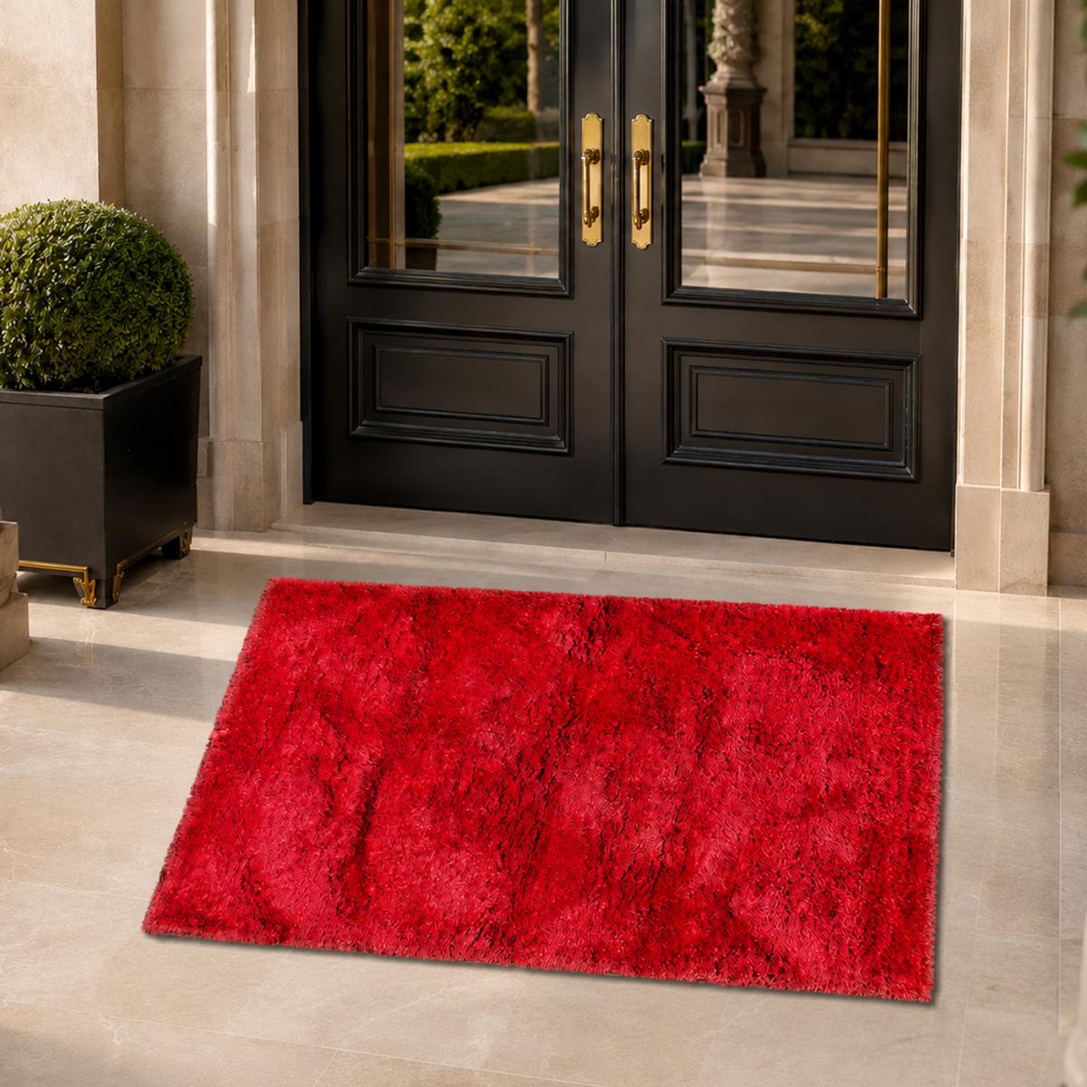 Tapis longs poils shaggy fait main motif uni LUXE — vue 3