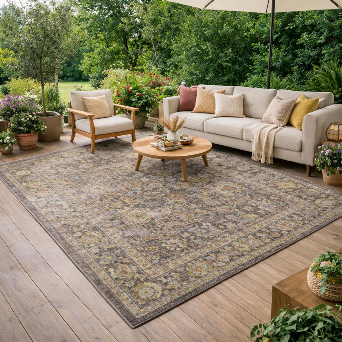 Tapis exterieur kilim motif oriental, LUXORA, authentique et résistant — vue 3