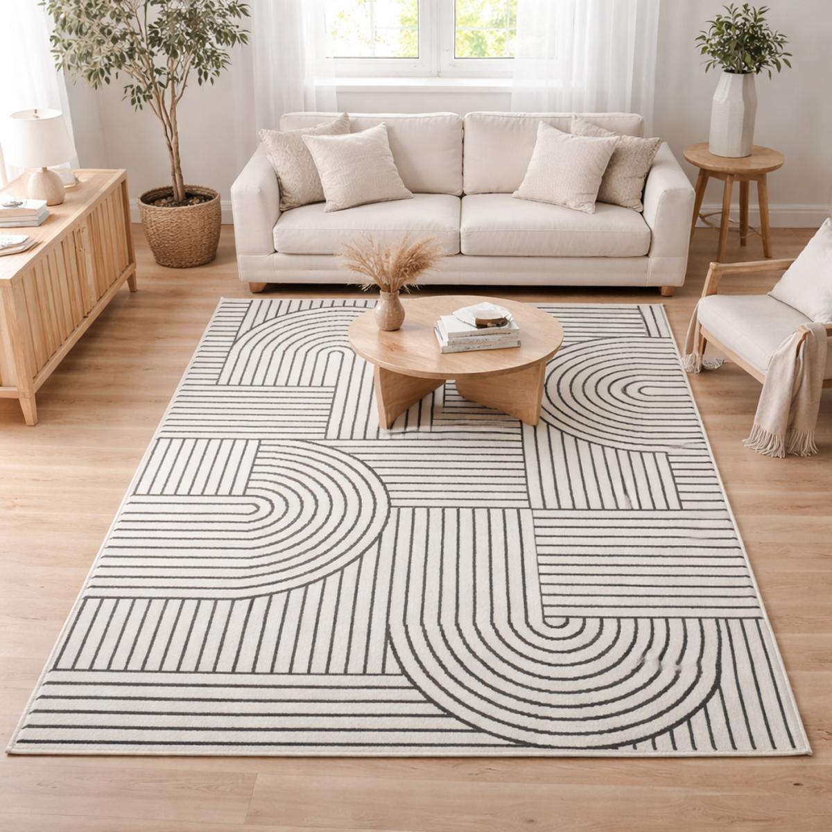 Tapis chambre tissé motif géométrique LYN1 COURLI — vue 3
