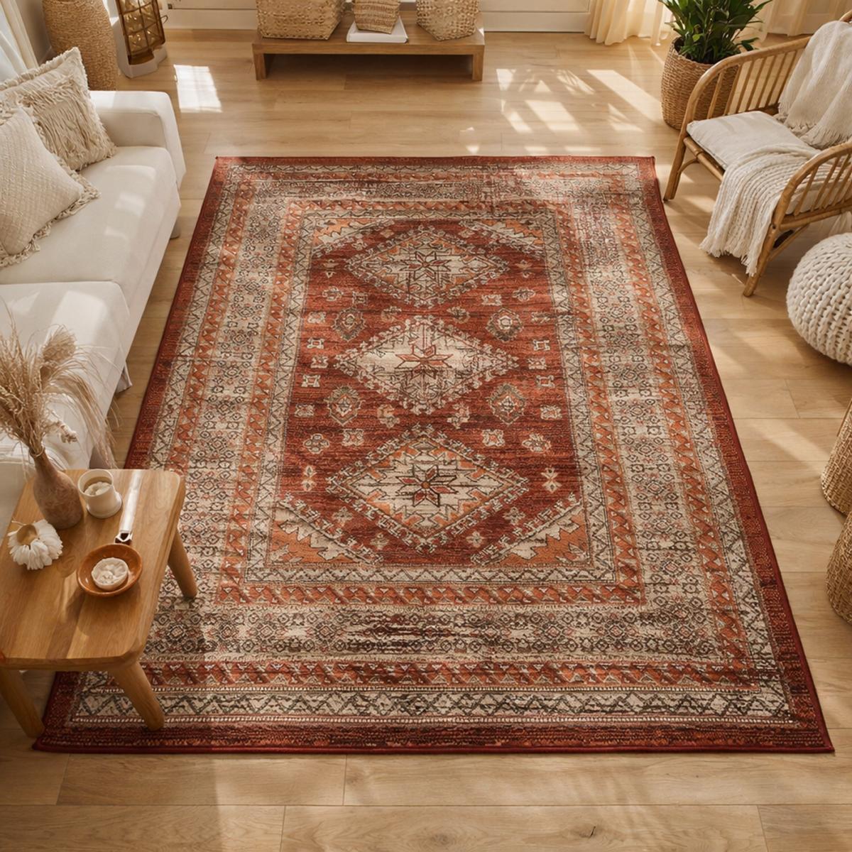 Tapis oriental tissé motif ethnique LYN1 DAZOR — vue 6